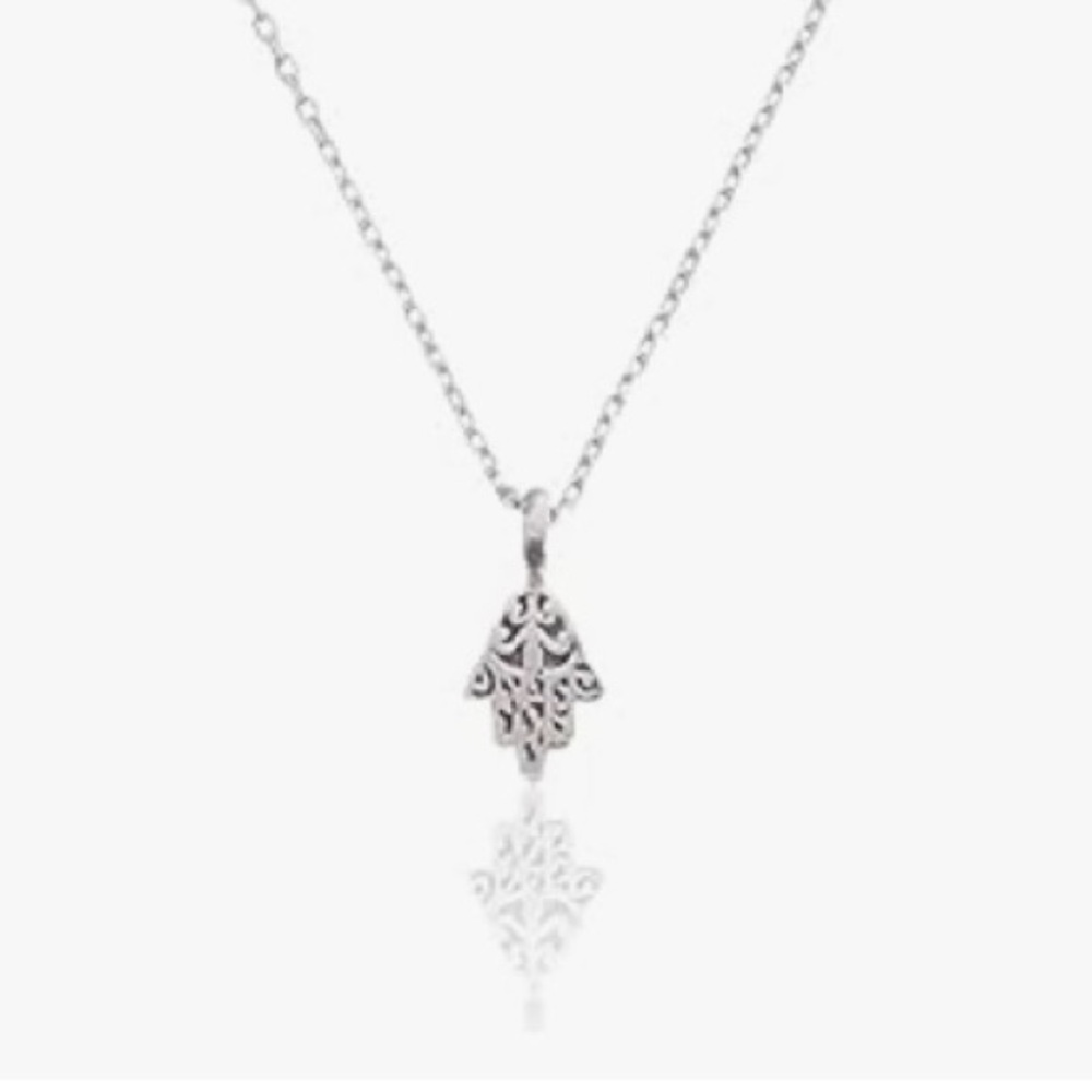 Silver Hamsa Pendant Necklace with 18” chain